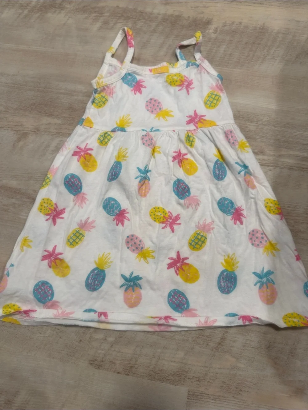 Old Navy White Sundress with Pink, Blue & Yellow Pineapple Print